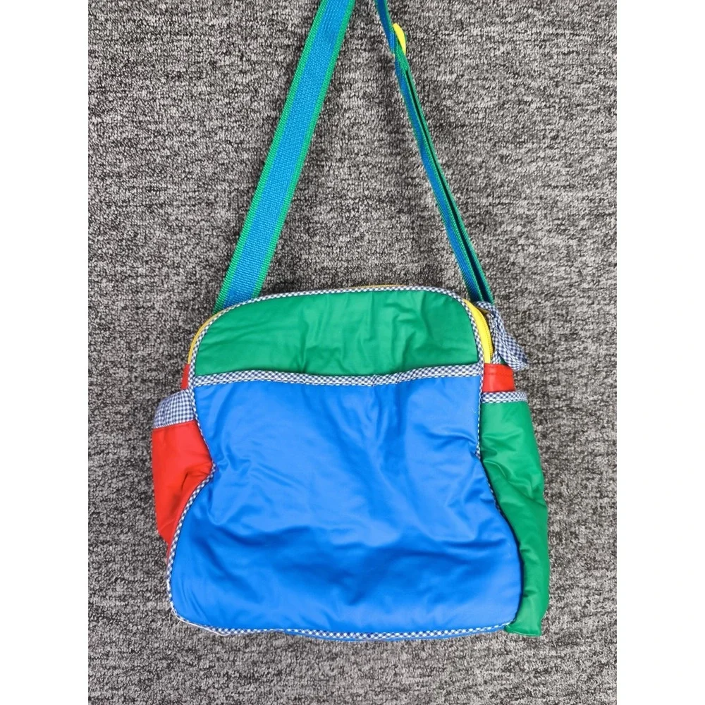 Vintage‎ Baby Connection Diaper Bag Teddy Bear Applique Colorblock Nursery Tote